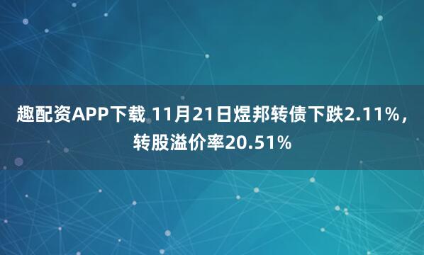 趣配资APP下载 11月21日煜邦转债下跌2.11%,转股溢价率20.51%