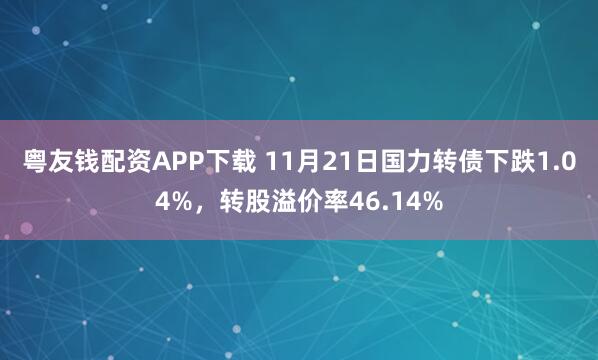 粤友钱配资APP下载 11月21日国力转债下跌1.04%，转股溢价率46.14%